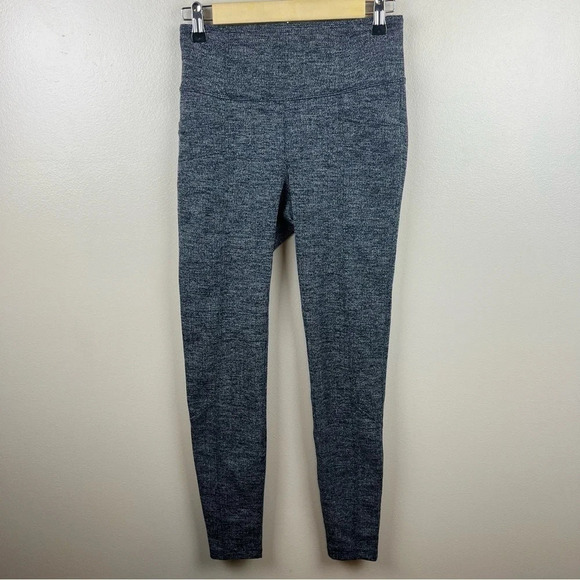 Athleta Metro Herringbone Tight Leggings Small Blue High Rise Athletic Pockets - Picture 1 of 10